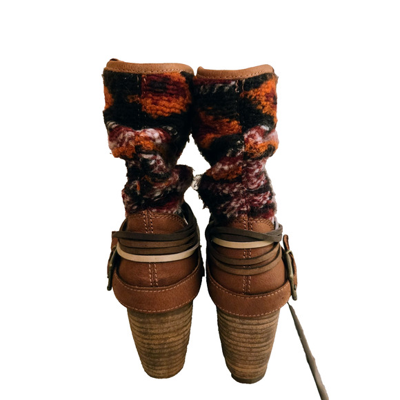 Steve Madden Tolteca Boots Womens Size 6 Cognac Leather Southwest Mid Calf Boho - Picture 5 of 11